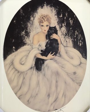 La dame et son chat, Circa 1940 – Louis ICART [1888 – 1950]